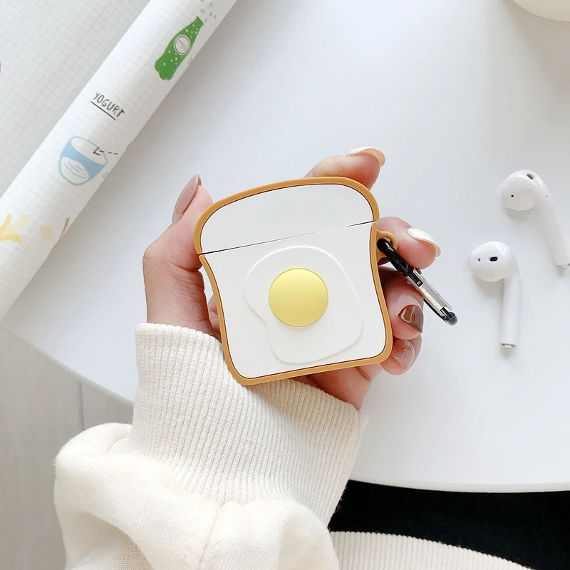 Cute Toast egg bluetooth headset case For Airpods pro case Silicone soft protective shell For Apple Airpods pro Case Cover
