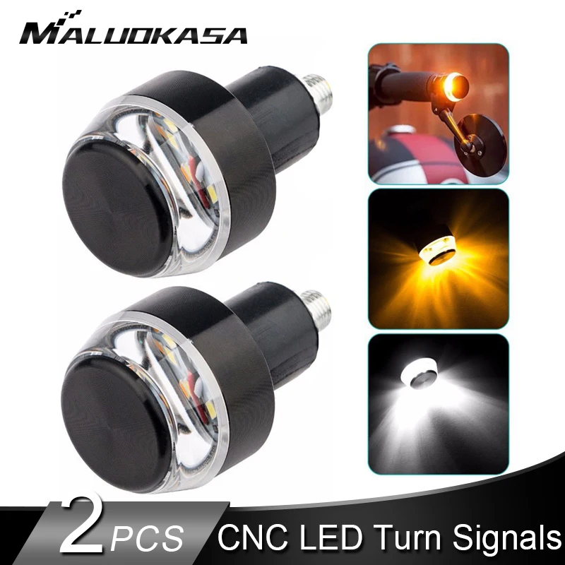 2Pcs Silver LED Handlebar Turn Signal Light Bar End Grip Indicator Blinker Lamp 2Pcs Silver LED Handlebar Turn Signal Light Bar End Grip Indicator Blinker Lamp