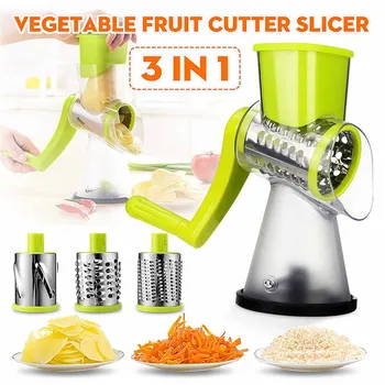 

Manual Vegetable Chopper Mandoline Slicer Fruit Cutter Potato Carrot Cutting Tool Cheese Shredder Rotary Drum Grater