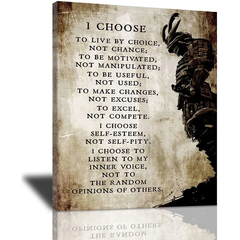 Armored Samurai I Choose to Live by Choice Cuadros HD Decorative Posters Wall Art Pictures Canvas Paintings Bedroom Home Decor