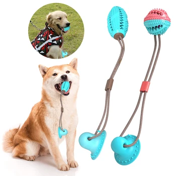 

Dog Toys With Suction Cup Puppy Toy Dog Push Toy With TPR Ball Pet Tooth Cleaning Chewing Rubber Toys For Small Dogs