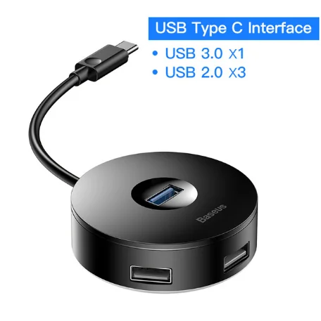 BASUES USB C док-станция USB 3,0 концентратор разделитель несколько USB хаб Тип C концентратор 2,0 мульти хаб расширитель 4 Порты и разъёмы хаб для портативных ПК - Цвет: 10cm Black Type C