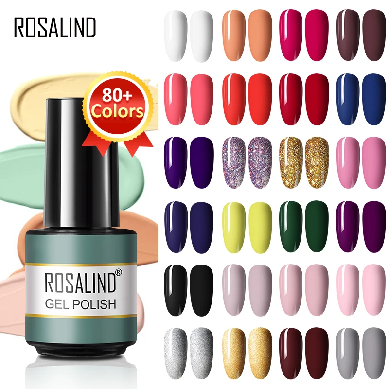 ROSALIND Gel Nail Art Polish Semi Permanent Gel Varnish Winter Colors Nail Art Design UV LED Gels For Manicure Matt Top Coat