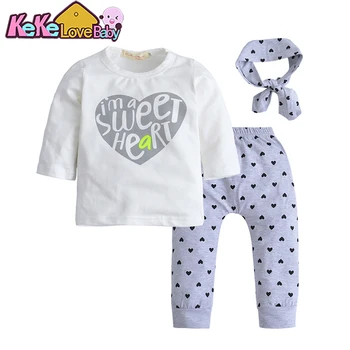 

Baby Girl Clothes Long Sleeve Autumn Newborn Outfit Gray Cotton Infant Clothing Set Print I M a Sweet Casual for Girls Vest Full