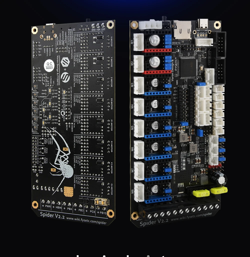 FYSETC Spider V2.2 Motherboard 32Bit Controller Board TMC2209 3D printer Part VS Octopus Replace For Voron 2.4 Voron Trident belt 3d printer