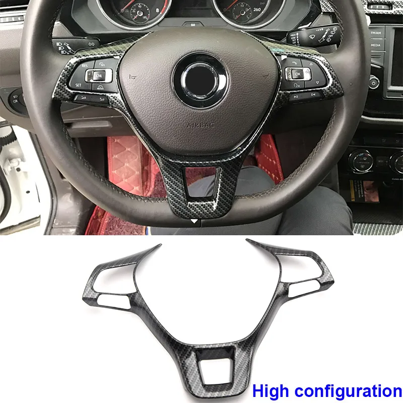 Hivotd для Фольксваген Tiguan MK2 крышка рулевого колеса ABS карбоновая Накладка для салона автомобиля аксессуары - Название цвета: High Carbon Fiber