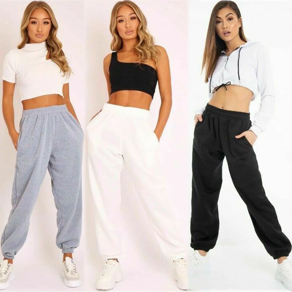 Women Casual Sport Pants Solid Running 