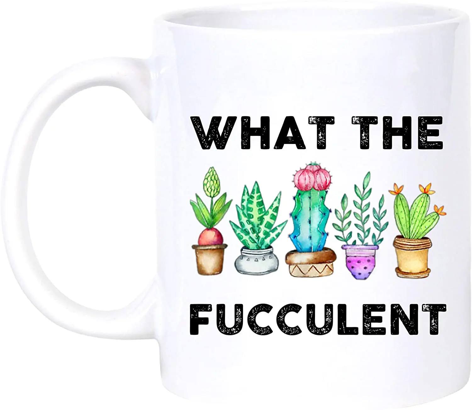 House Plant Hobbyist What The Fucculent Mug Large 15 oz Ceramic Mug 