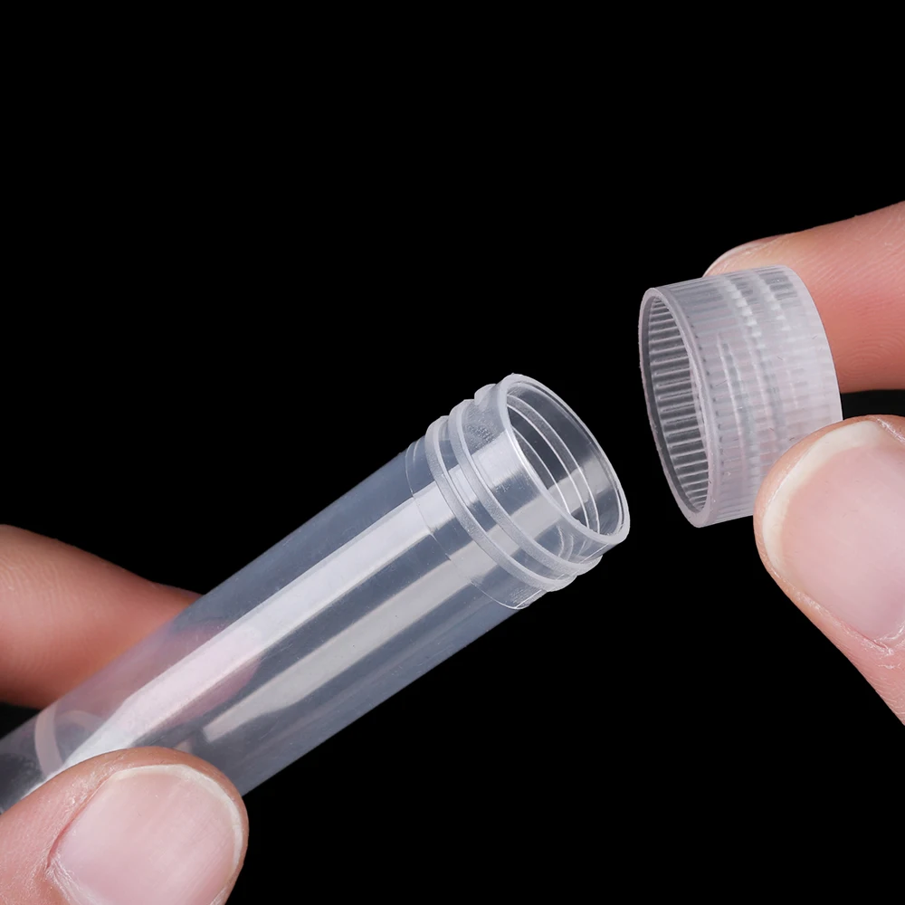 20 шт./компл. 5 мл пробирка прозрачная Burette пластиковые круглые бутылки с шайбой плоское основание маленький флакон с винтовой крышкой канцелярские принадлежности
