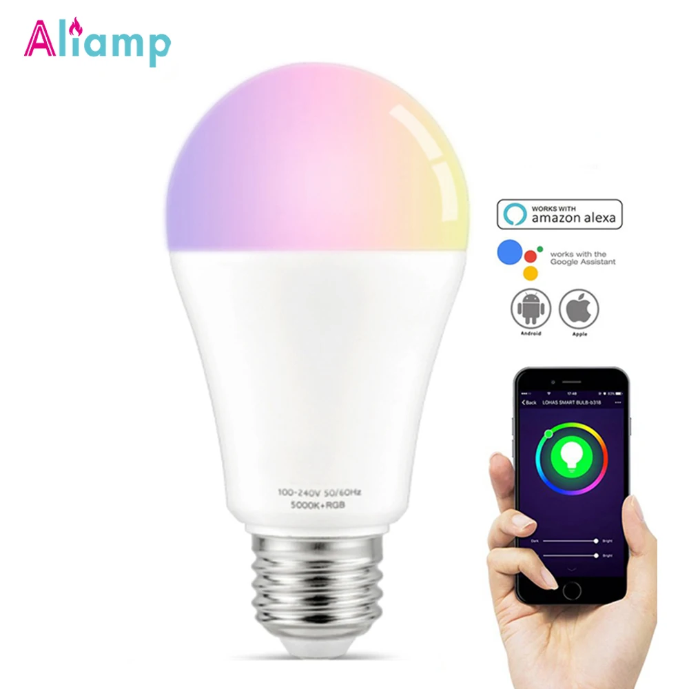 E26 E27 WiFi Смарт Светодиодный светильник 12 Вт лампа равна 90 RGB холодный теплый белый