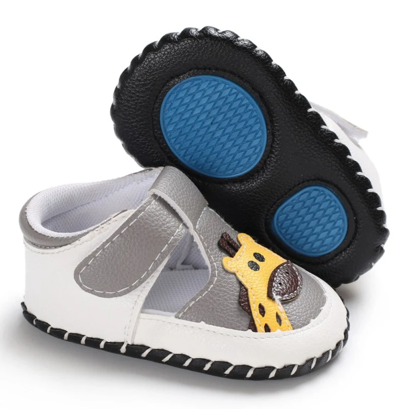 Летняя детская обувь; детская обувь для мальчиков и девочек; нескользящая обувь из искусственной кожи с мягкой подошвой и рисунком животных; обувь для малышей; прогулочная обувь