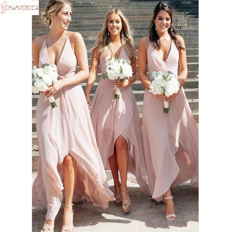 

Halter High Low Elegant Party Dresses for Women with Zipper Up Back robes du soir tres elegante pour un mariage