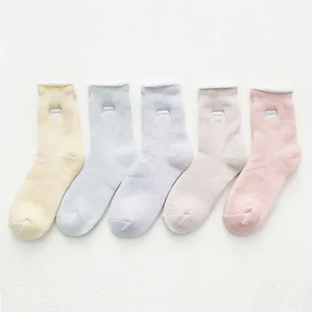 

Women Fashion Letter embroidery Plush Socks Thickening Cotton Middle sock 2020 Ankle Socks Short Women Casual chaussettes femme