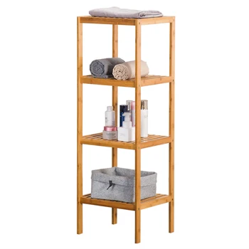 

4-Tier Bamboo Bathroom Shelf, Multifunctional Storage Rack Shelving Unit 14.6 x 13 x 43.3 Inches