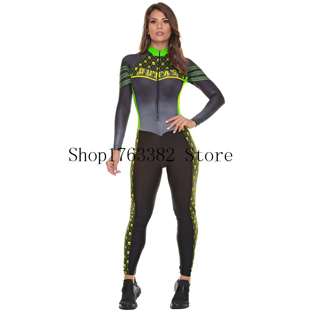 Pro Team триатлон костюм с длинным рукавом женский Велоспорт Джерси Skinsuit комбинезон Майо Велоспорт Ropa ciclismo hombre комплект - Цвет: set5