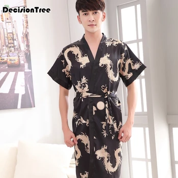 

2020 navy blue chinese men's robe kimono faux silk bath gown bathrobe nightgown sleepwear hombre pijama