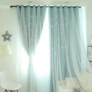 

Hollowed Out Star Shading Window Blackout Curtain Drapes Purdah for Living Room Princess Baby Kid's Room Curtain Children Room