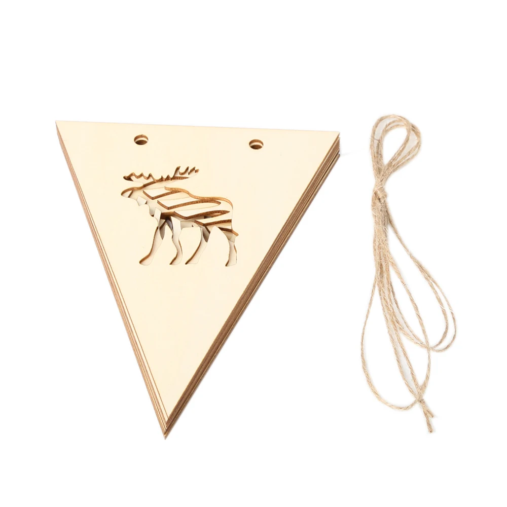 With Hemp Rope Hanging Decor Party String Flags Wooden Pennant Cartoon Animal And Plant Wall Hanging Party Hanging Ornaments - Цвет: as show