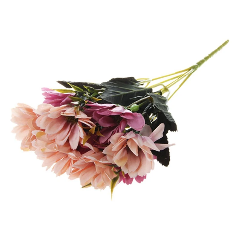 2 Pcs Man Mad Bridal Daisy Flowers Fake Silk Bouquet Home Party Decor Props Artificial Bouquet Length 30Cm Per Flower Diameter 6
