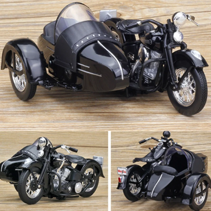Коллекция 1:18 масштабная модель 1948 трехколесный мотоцикл игрушка Литье под давлением Сплав мотоцикл дисплей для детей и взрослых