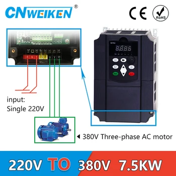 

Boost Inverter 7.5KW / 11KW Frequency Converter 1P 220V to 3P Output CNC Spindle motor speed Control VFD Converter