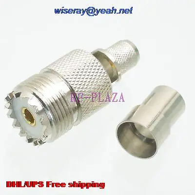 DHL/EMS 100pcs Connector UHF SO239 female jack crimp RG5 RG6 LMR300 RG304 cable Straight-A3