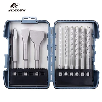 

9PCS SDS Plus Drill Bits &Chisel Set Flat Groove Bit Hammer Drill with Storage Case