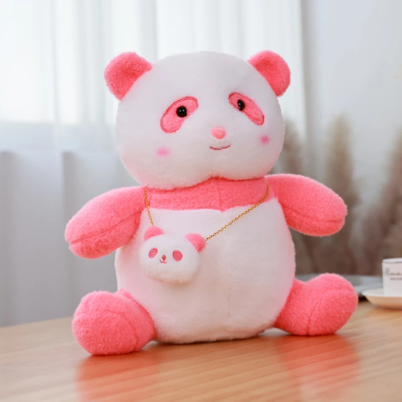 Muñeco de peluche de Panda en blanco y negro para niños, muñeco suave con bolsa pequeña, de alta calidad