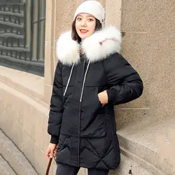 Новое поступление 2019 Для женщин зимняя куртка на плотной меховой воротник с капюшоном свободные женские длинное пальто парка Mujer Invierno