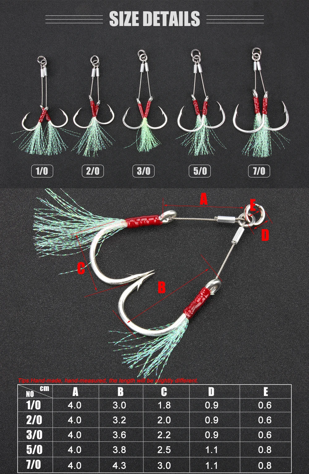 Spinpoler Double Steel Wire Jigging Hook 10 20 30 50 70 Twin Double Jigging Assist Hook saltwater sea boat hook with feather  (1)