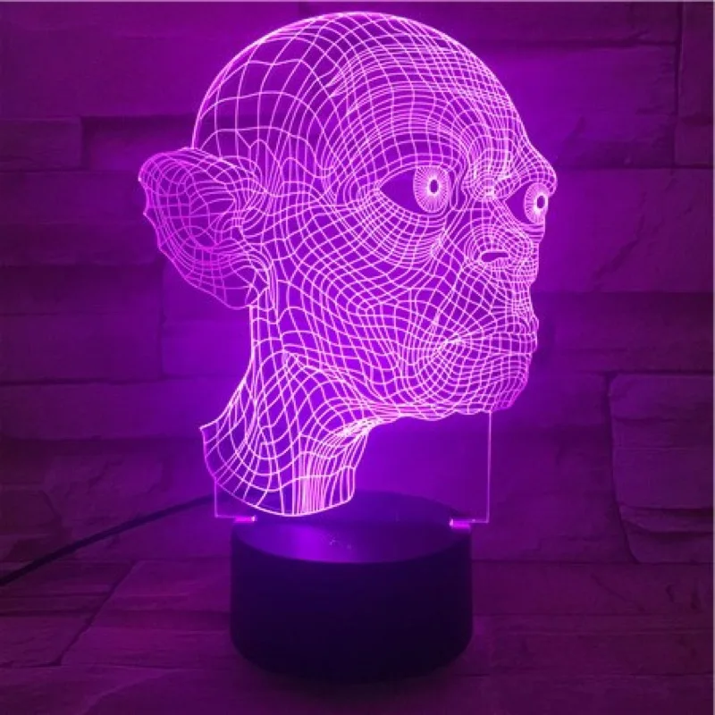3d светодиодный ночник-светильник Голлум Хоббит, меняющий цвет, украшение для дома, Властелин колец, детский Ночной светильник, настольная лампа, прикроватная
