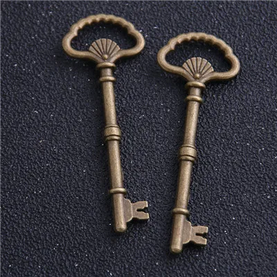 Antique Bronze 4 шт./лот 22*63 мм антикварные бронзовые металлические сплав прекрасный большой вентилятор украшения-ключи Винтажные Ювелирные Ключи Подвески - Окраска металла: Antique Bronze