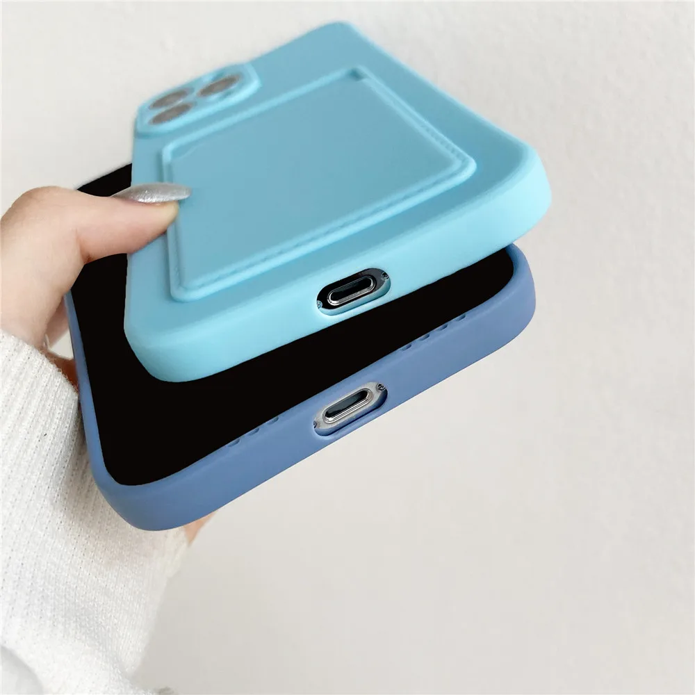 Kartensteckplatz-Taschenhalter-Telefonhülle für iPhone 15 14 13 12 11 Pro Max Mini XS XR 7 8 Plus SE 2022 TPU-Geldbörse weich stoßfest_voghion.com