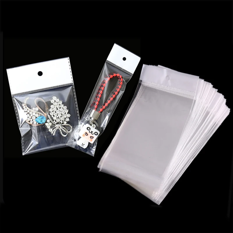 50-100pcs Transparent Hanging Self Adhesive Opp Bag Plastic Pouches Seal Storage Packing for Handmade Jewelry Display Retail Bag 50pcs lot transparent laser fragment self adhesive bag plastic pouch for jewelry retail display packaging flash holographic bag