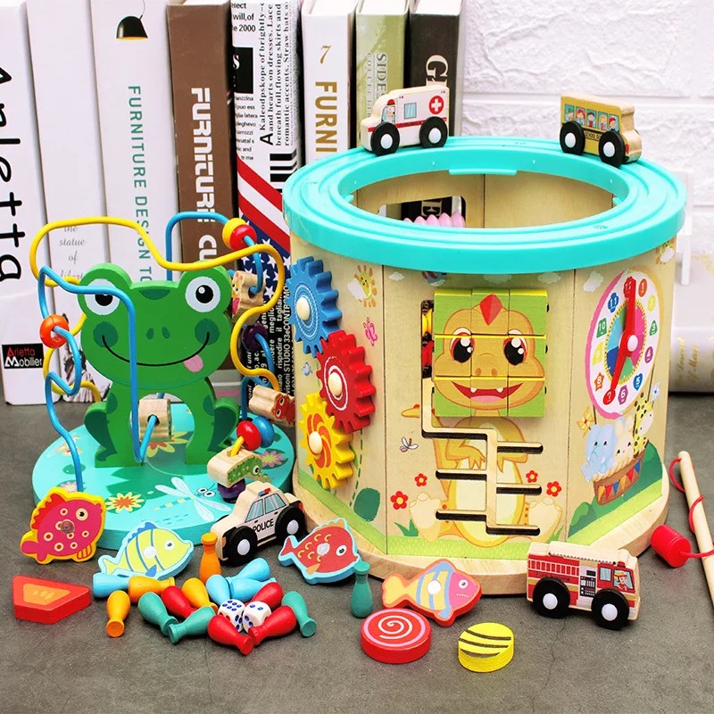 

Enjoy a Good Spell Seven Surface Multi-functional Bead-stringing Toy Treasure Chest Early Childhood Educational Force 3-6-Year-O