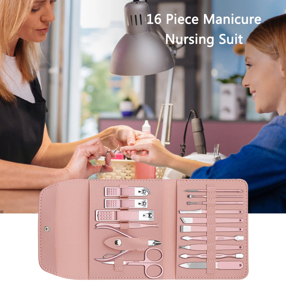 16pcsset Nail Cutter Set Makeup Beauty Tool Clipper Folding Bag