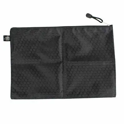 

Black PVC Lining Hexagon Printed Zip Up A4 Paper File Document Bag 9.3" Wide