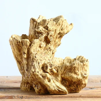 

Resin Simulation Tree Root Flower Pot Desktop Plant Container Bonsai Pot Home Living Room Ornament (Yellow)