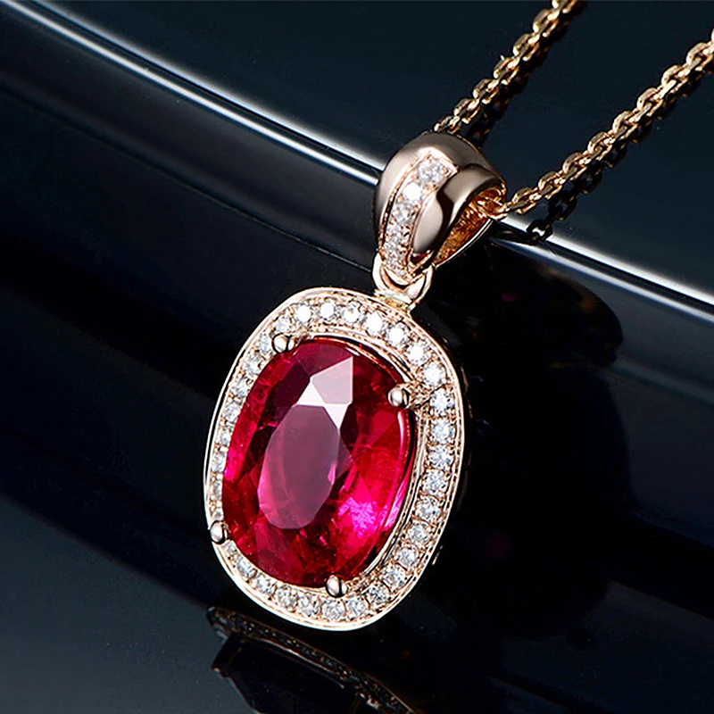 Bague Ringen, роскошное розовое золото, рубиновый драгоценный камень, кулон, ожерелье s для женщин, серебро 925, ювелирное изделие, свадебное, Обручальное ожерелье, новинка