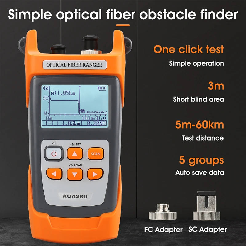 COMPTYCO AUA28U Mini 60KM Fiber Optic OTDR Optical Fiber Reflectometer Built in VFL with FC SC Touch