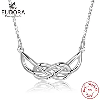 

Eudora real 925 Sterling Silver Celtics Knot Smile Pendant Necklace Lady men Good Luck Jewelry Birthday Gift for Lovers CYD183