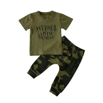 

Pudcoco US Stock 0-3 Years Newborn Baby Boy Girl Clothes Set Short Sleeve T-shirt & Camo Pants Trousers Outfit Tracksuit