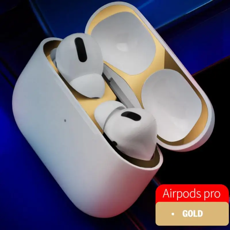 Gold Чехол для Airpods PRO металлическое покрытие Пылезащитная Внутренняя крышка патч металлический пылезащитный стикер аксессуары - Цвет: Gold
