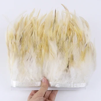

10Meter Natural Hackle White Chicken Feathers Trim Fringe 10-15cm Rooster Plumes Ribbon for Clothing Decoration CraftS Wholesale