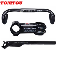 

TOMTOU PRO Carbon Fibre Cycling Road Bike Handlebar SeatPost Stem Bicycle Road Bent Bar Sets Parts