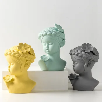 

Nordic Style Creative Flower Girl Sculpture Decoration Home Decoration Ceramic Crafts Character Avatar Decoration