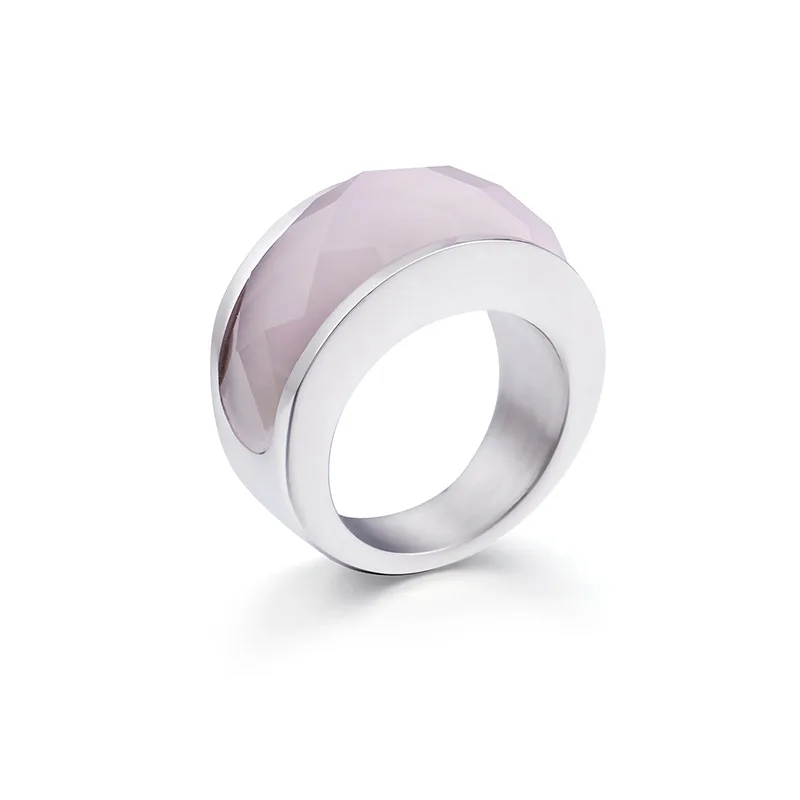 Silver Light Pink Богемные болгарийские золотые кольца из нержавеющей стали для женщин размер 6-9 с разноцветными кристаллами кольца для девушек женские вечерние ювелирные изделия - Цвет основного камня: Silver Light Pink