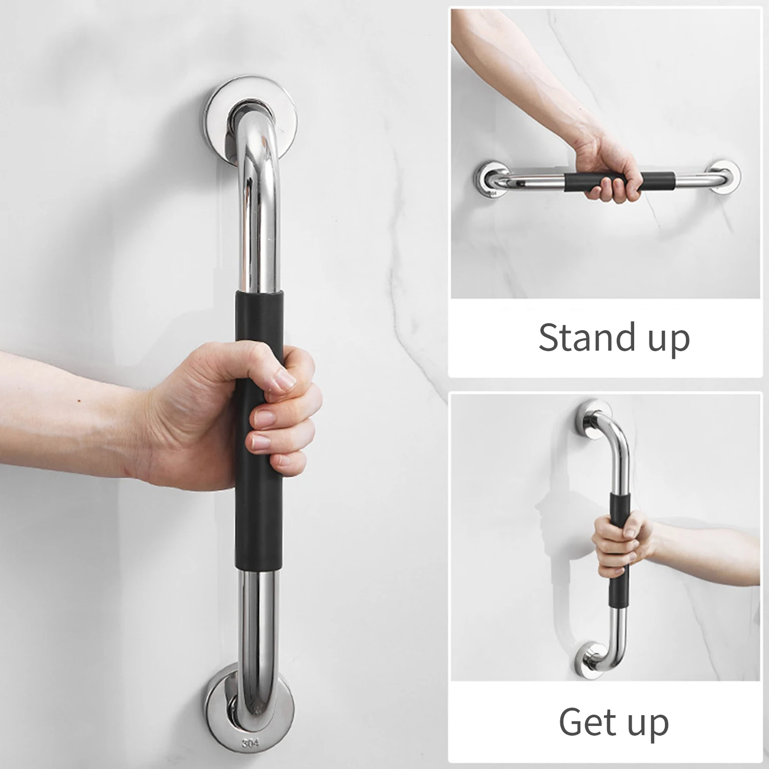 

Bathroom Grab Bar Toilet Shower Bathtub Handicap Support Balance Grab Bar Stainless Steel Non-slip Rubber Safety Rail