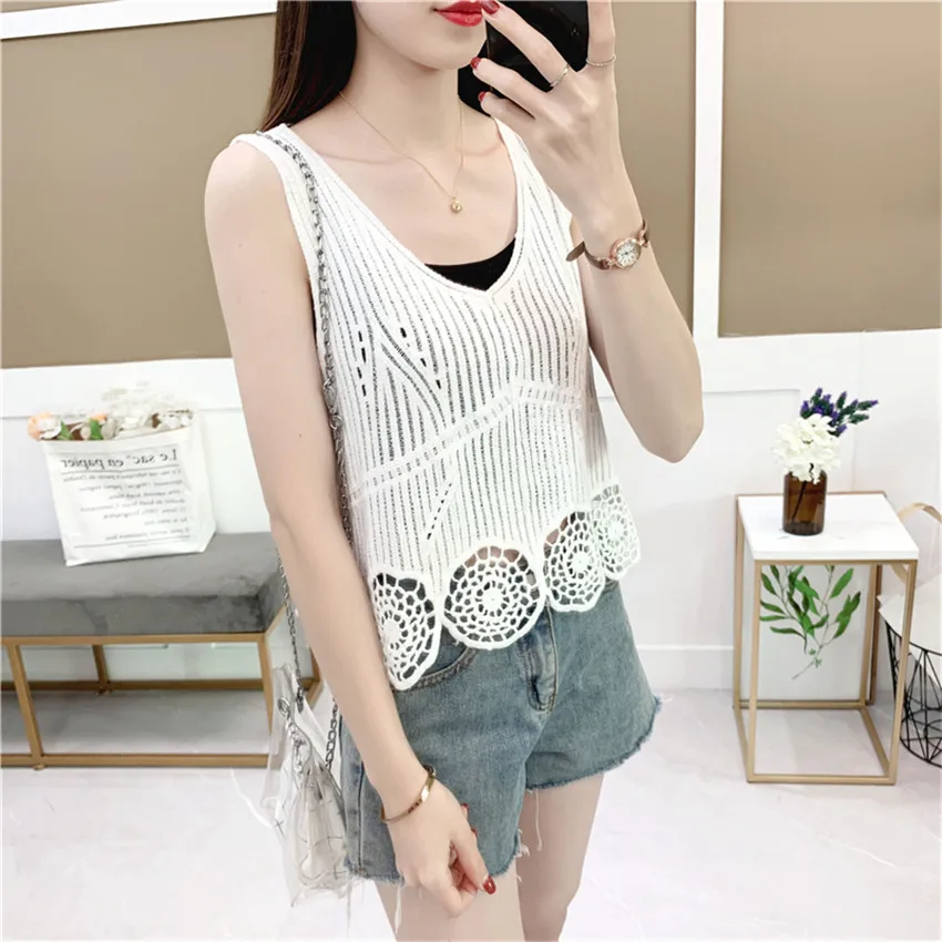 Summer Lace Tank Tops Sleeveless T 