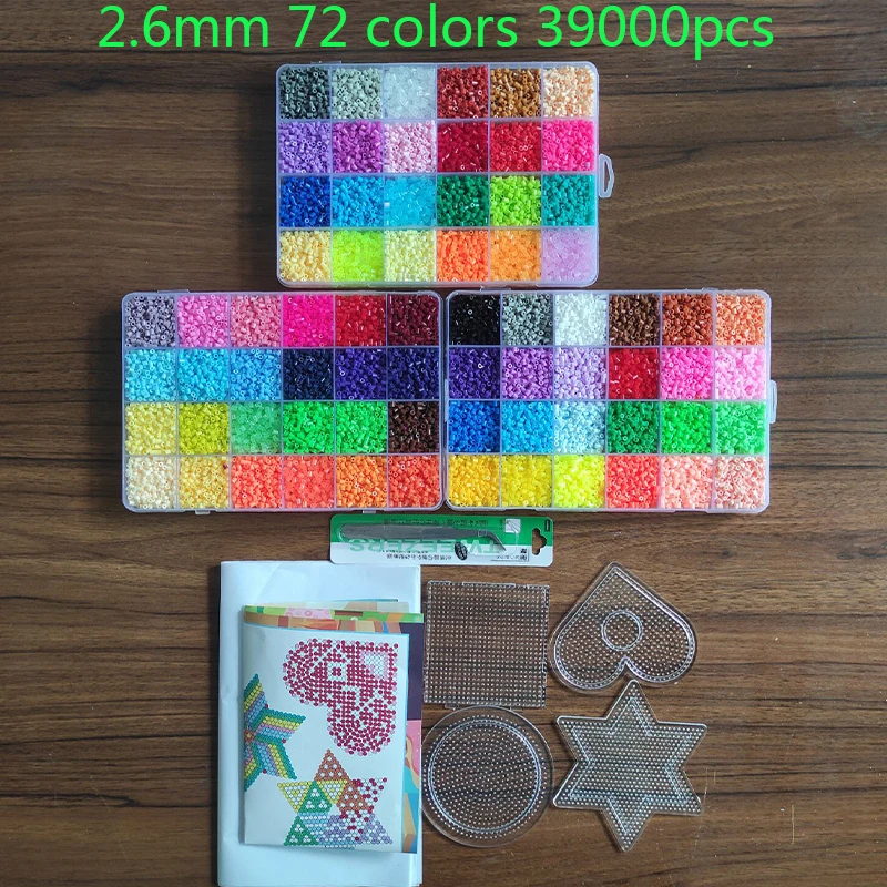 72/48 colors box set hama beads toy 2.6/5mm perler educational Kids 3D puzzles diy toys fuse beads pegboard sheets ironing paper